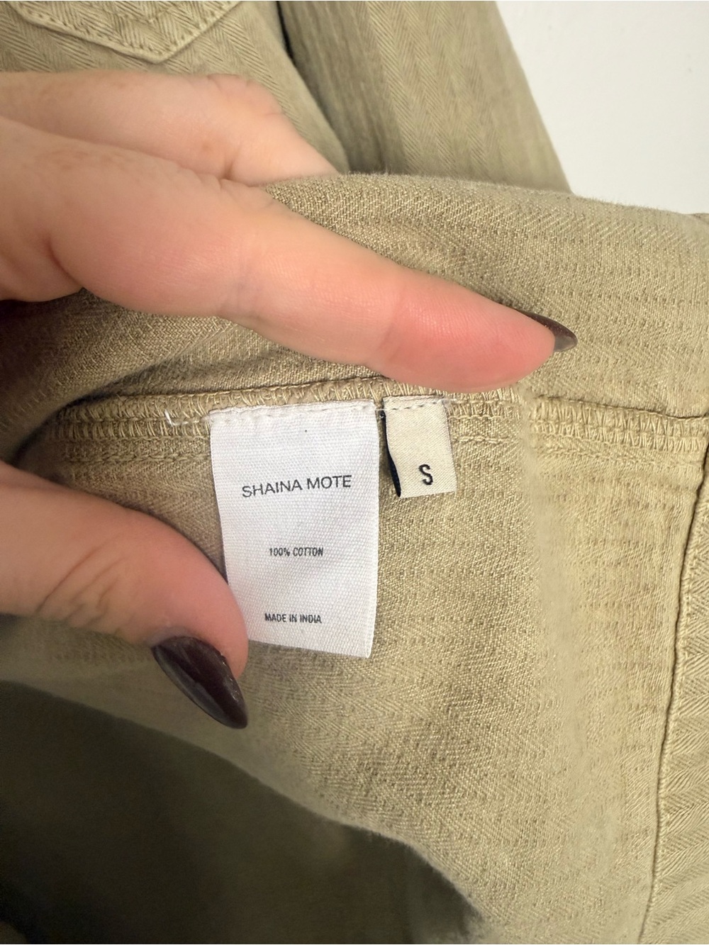 Shaina Mote Painter Coat Ecru Herringbone Cotton Barn Jacket Size Small - Picture 6 of 11